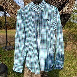 Chaps kids size L (14-16) blue and green checkered button down